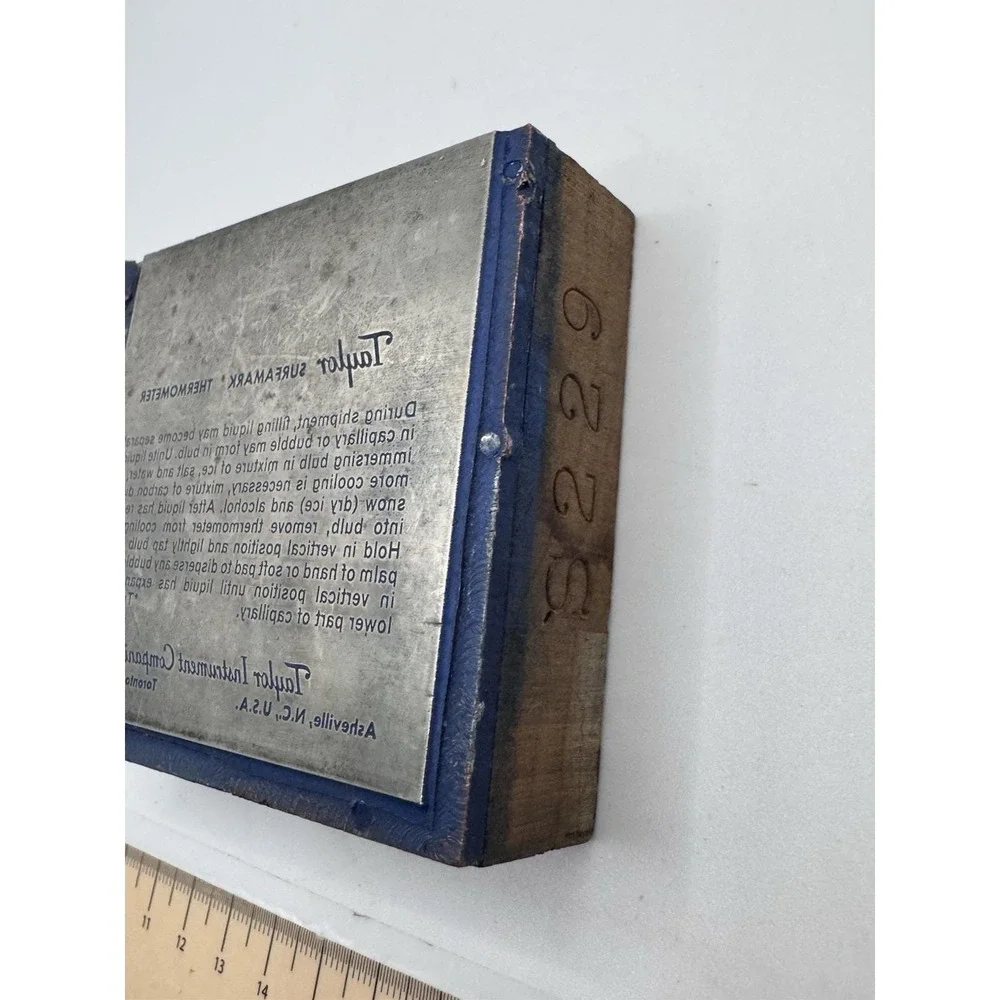 Vintage Taylor‎ Surfamark Thermometer Printer Block For Packaging